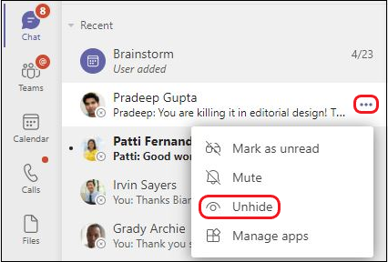 Unmute a chat