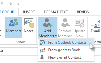 Add New Members from Outlook Contacts