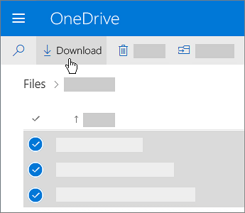 Screenshot of the selecting OneDrive files and downloading them.