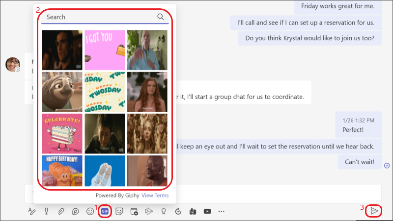 Send a GIF in Teams