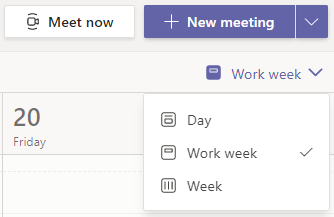 Select down arrow next to Work Week in the top right of page