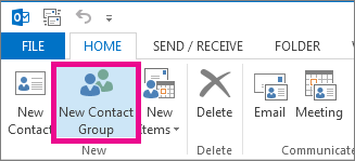 Click New Contact Group on the Home tab