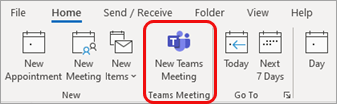 New Teams Meeting in Outlook